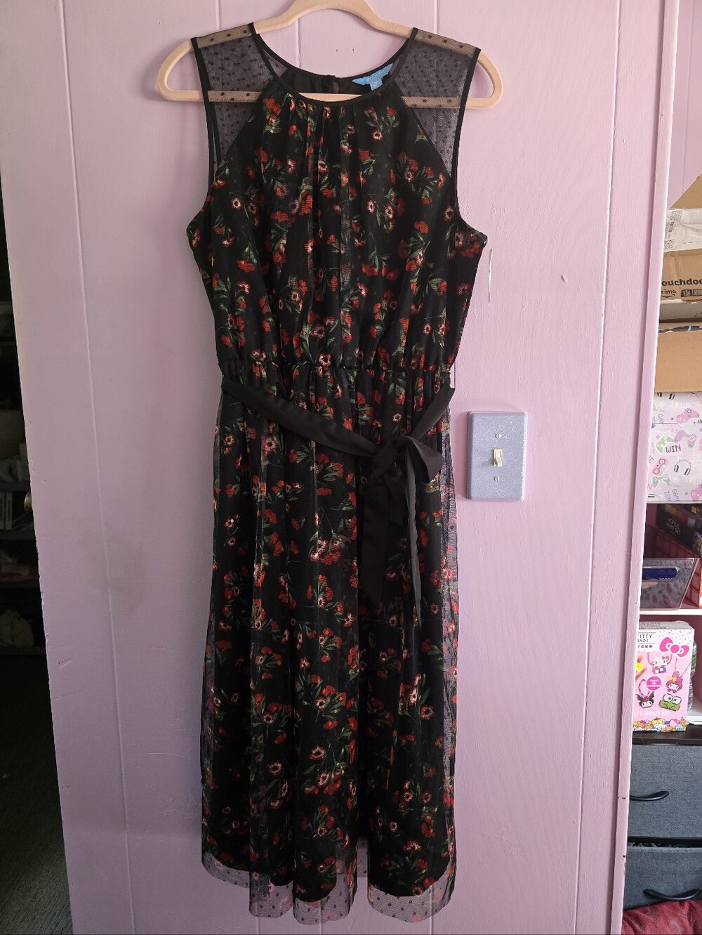 Draper James RSVP Black Floral Midi Dress - Medium